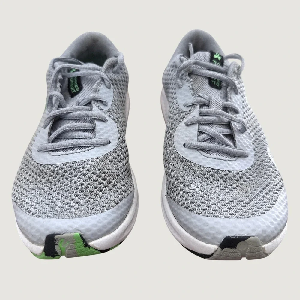Under Armour Charged Pursuit 2 Youth Running Shoes Grey Neon Green 5.5Y 3024987